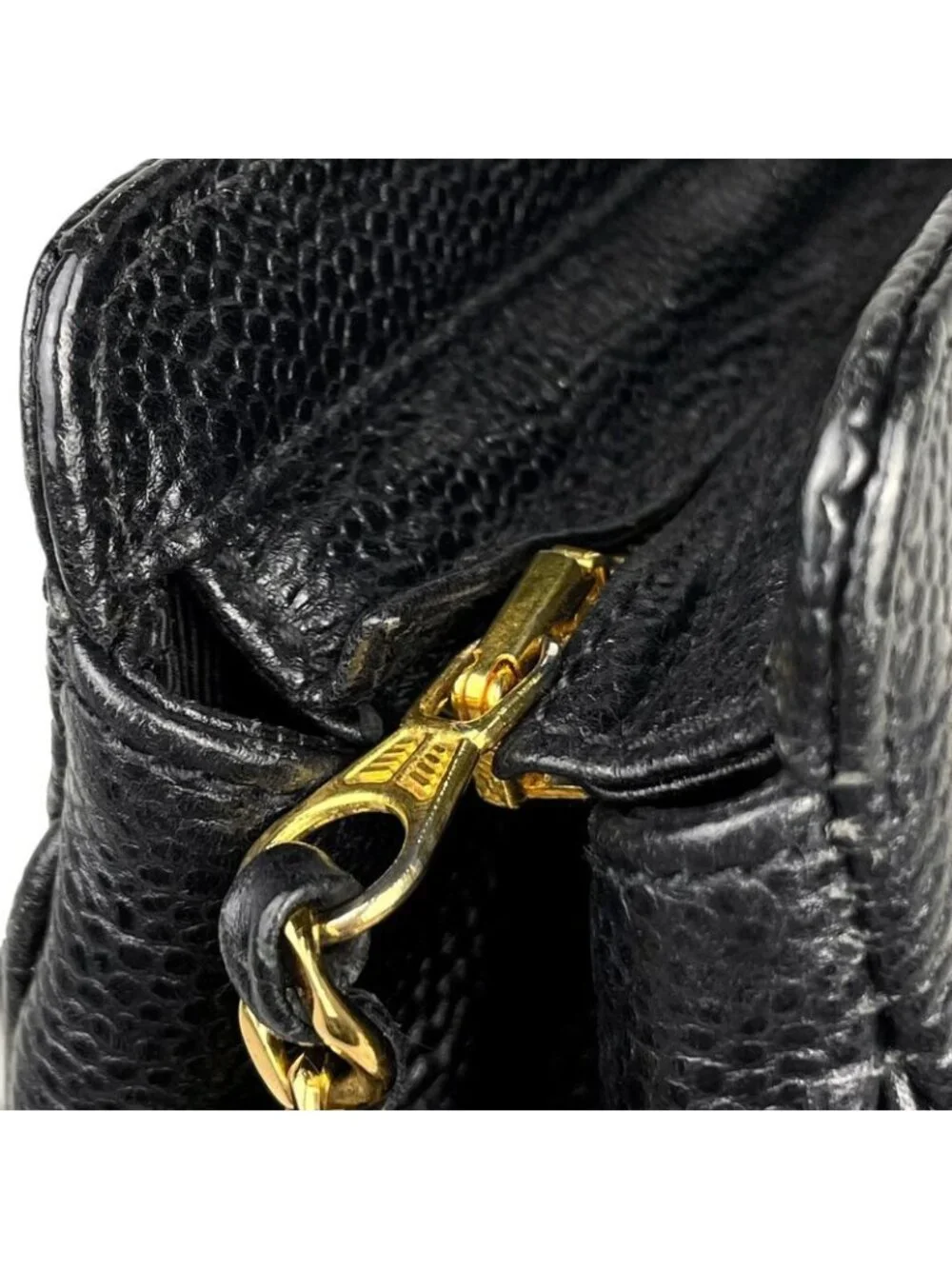 Chanel Logo Chain Tote Caviar Leather Black - Picture 10 of 14